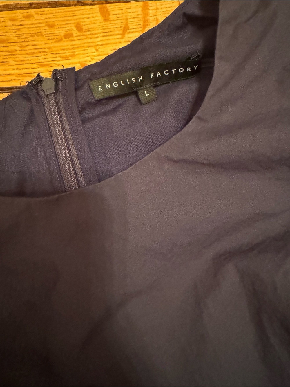 English Factory Navy Peplum Top with White Trim Ruffles - Picture 6 of 7